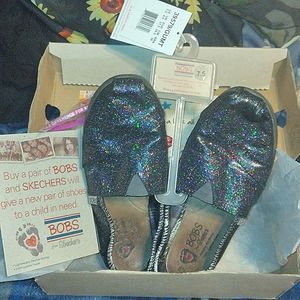 BOBS from Sketchers W7.5 SlipOn GunMetal/Multi Shoe